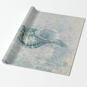 Meeresmuschel Türkis Beige Vintage Ozean Strand Te Geschenkpapier