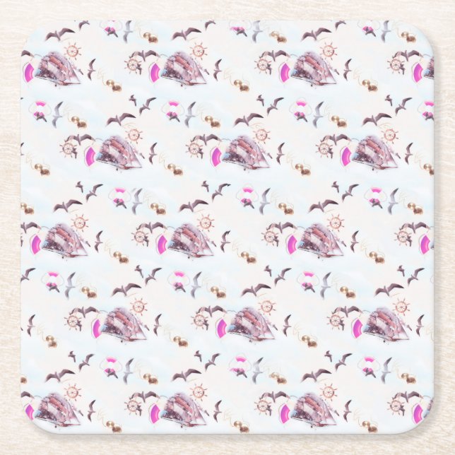 Meeresmuster Rechteckiger Pappuntersetzer (Vorderseite)