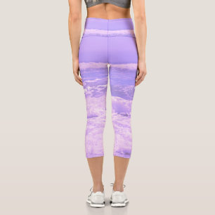 Meeresnaturwellen Schaumwasser Lila Capri Leggings