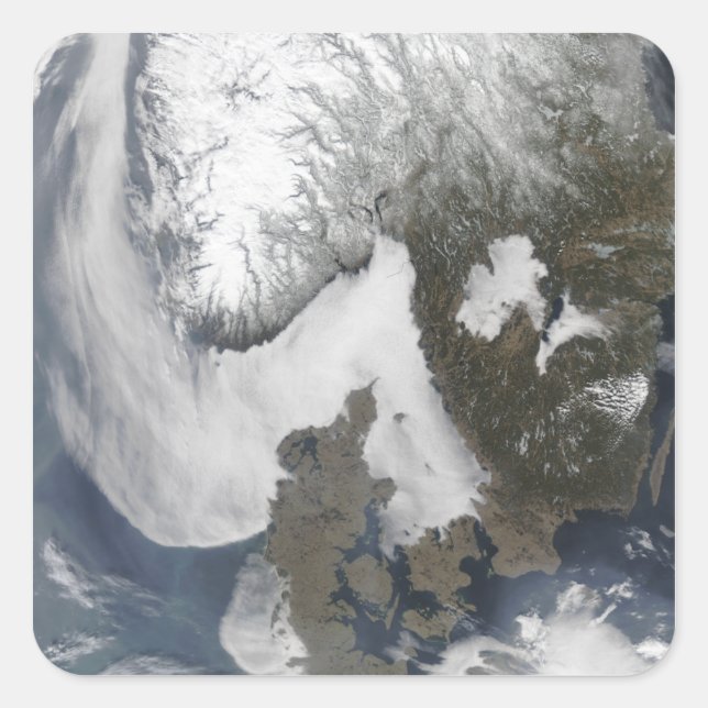 Meeresnebel in Skandinavien Quadratischer Aufkleber (Vorderseite)