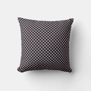 Meeresnebel Lila und Schwarz Karo Quadrate Kissen