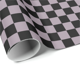Meeresnebel Lila und schwarze Karo Quadrate Geschenkpapier