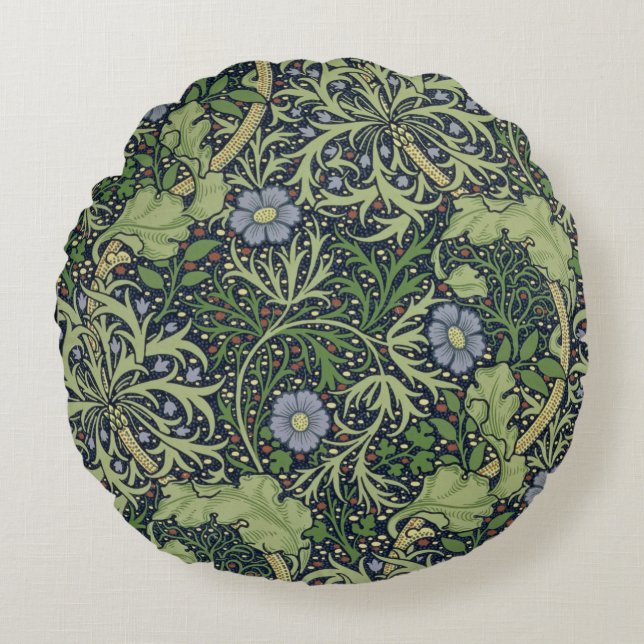 Meerespflanze-Tapeten-Entwurf, gedruckt durch Rundes Kissen (Vorderseite)