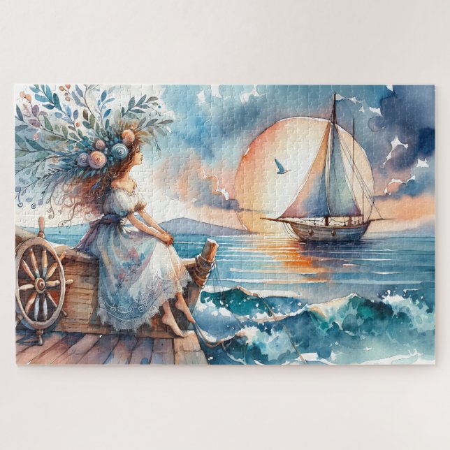 Meeresrauschen bei Sonnenuntergang Puzzle (Horizontal)