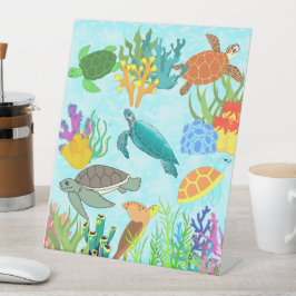 Meeresschätze Meeresschildkröten und Korallen Sockelschild