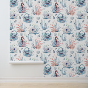 Meeresschätze Wasserfarbenmuster Tapete