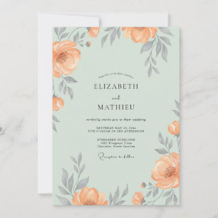 Meeresschaum-Aprikosen-Pfingstrosen-Hochzeit Einladung