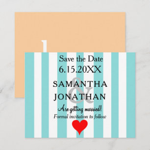 Meeresschaum Blau Beige Liebe Rotes Herz Hochzeit Save The Date