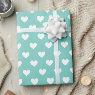 Meeresschaum Blau/Grün mit Weißem Herzen Muster Geschenkpapier