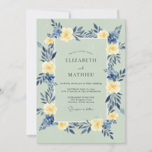 Meeresschaum-Buttercreme-Blumenhochzeit Einladung