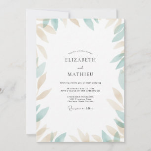 Meeresschaum Champagner Blatt Hochzeit Einladung