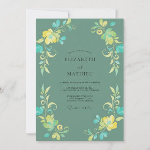 Meeresschaum-Gelb-Reben-Hochzeit Einladung