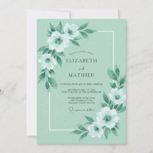 Meeresschaum-Gemalte-Pfingstrosen-Hochzeit Einladung