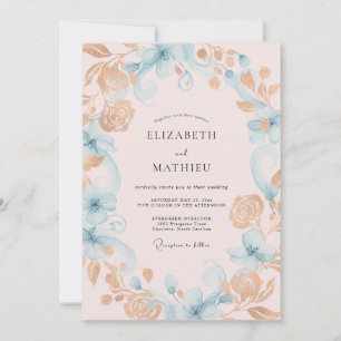 Meeresschaum Goldene Gemalte Hochzeit Einladung