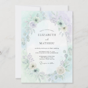 Meeresschaum Grün Ätherische Flora Hochzeit Einladung