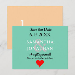 Meeresschaum Grün Sandstrand Rot Herz Hochzeit Save The Date