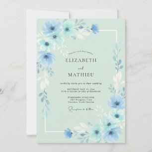Meeresschaum-Himmel-Laub-Eukalyptus-Hochzeit Einladung