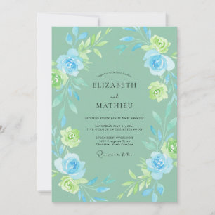 Meeresschaum-Himmelblaue Rosenhochzeit Einladung