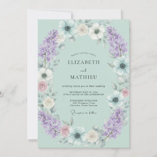 Meeresschaum-Lavendel-Anemonen-Hochzeit Einladung