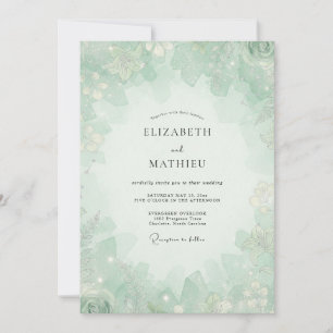 Meeresschaum-Mint-Laub-Grau-Eukalyptus-Hochzeit Einladung