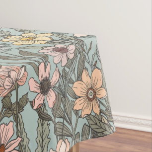 Meeresschaum Rosa Gelbe Retro-Wildblume Tischdecke