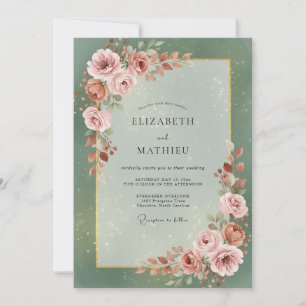 Meeresschaum-Rosé-Hochzeit Einladung