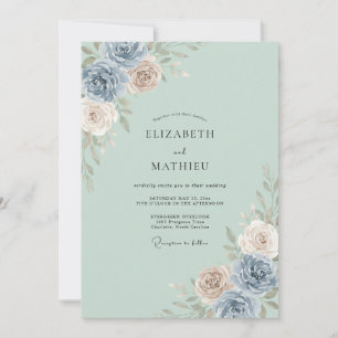 Meeresschaum-Schiefer-Pfingstrosen-Hochzeit Einladung