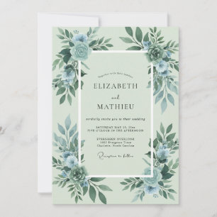 Meeresschaum-Stahl-Laub-Eukalyptus-Hochzeit Einladung