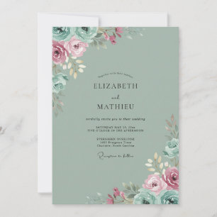 Meeresschaum-Staubmauve-Pfingstrosen-Hochzeit Einladung