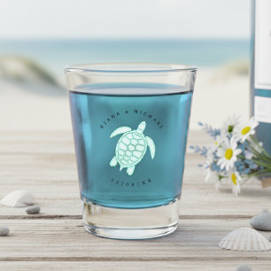 Meeresschaum-Strand-Hochzeit-Schildkröte ID837 Schnapsglas