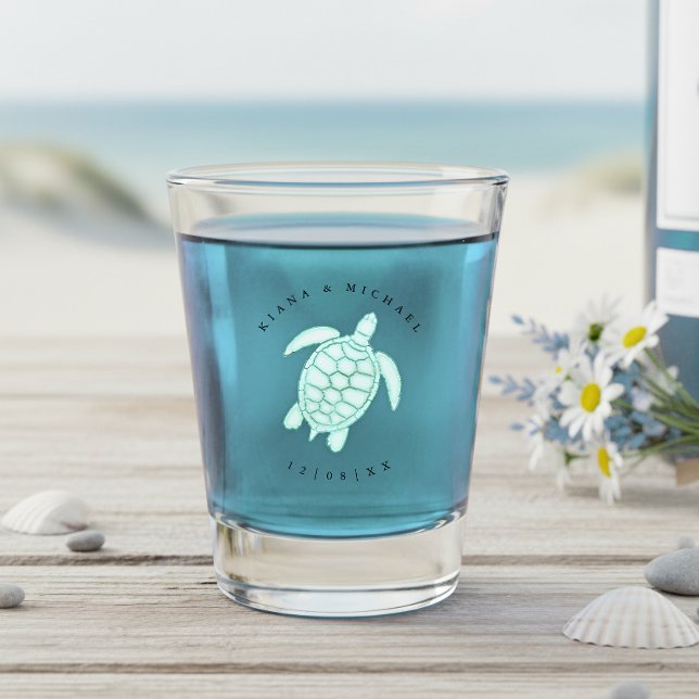 Meeresschaum-Strand-Hochzeit-Schildkröte ID837 Schnapsglas (Von Creator hochgeladen)