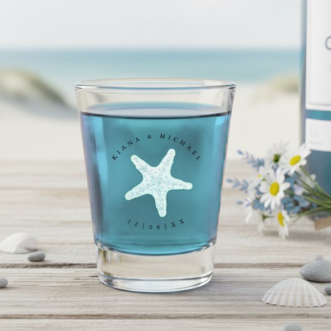 Meeresschaum-Strandhochzeit Seestern ID837 Schnapsglas (Von Creator hochgeladen)