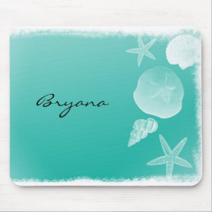 Meeresschaum-Teal-Strand-Ozean-Muschel-Mauspad Mousepad