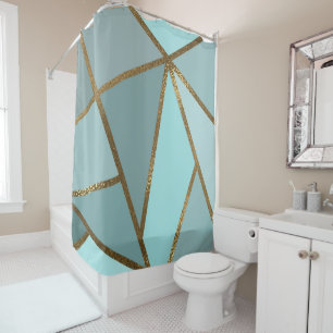 Meeresschaum Türkis Grün Blau & Bronze Geometrisch Duschvorhang