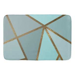 Meeresschaum Türkis Grün Blau und Bronze geometris Badematte