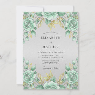 Meeresschaum Vergoldete Rosenhochzeit Einladung