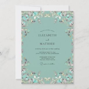 Meeresschaum Verzierte Weinlese Hochzeit Einladung