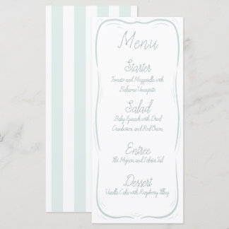 Meeresschaumgrünes Hochzeitsmenü mit Randstreifen Menükarte