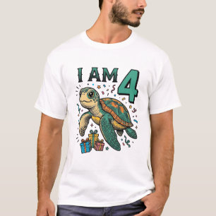 Meeresschildkröte 4. Geburtstag Vintage Gravur Shi T-Shirt