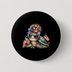 Meeresschildkröte 4. Juli Amerikanische Flagge Sch Button