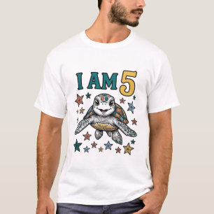 Meeresschildkröte 5. Geburtstag Vintage Gravur Des T-Shirt