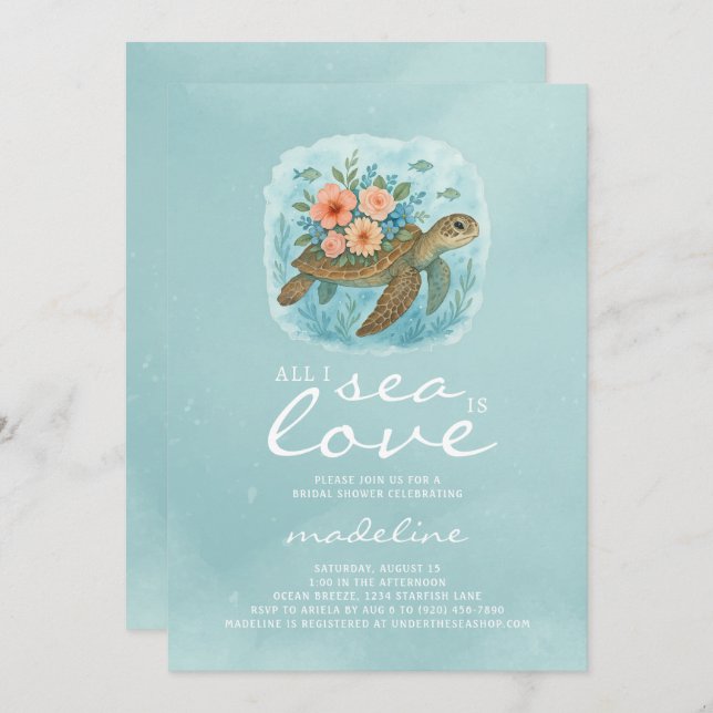 Meeresschildkröte Alles was ich sehe ist Liebe Bra Einladung (Vorne/Hinten)