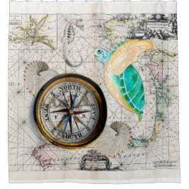 Meeresschildkröte-Atlas Duschvorhang