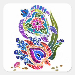 MEERESSCHILDKRÖTE-Aufkleber - fertigen Sie Quadratischer Aufkleber