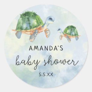 Meeresschildkröte - Babyparty  Runder Aufkleber