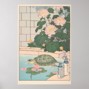 Meeresschildkröte Badezimmer Druck Ukiyo-e Japanis Poster