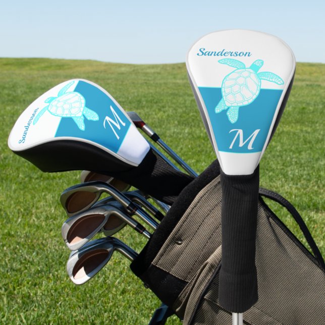 Meeresschildkröte Blau Aquamarin Weiß Golf Headcover (Von Creator hochgeladen)