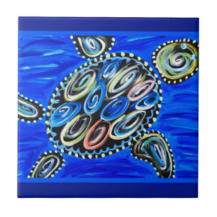 Meeresschildkröte deckt Ozean-tropisches Fliese