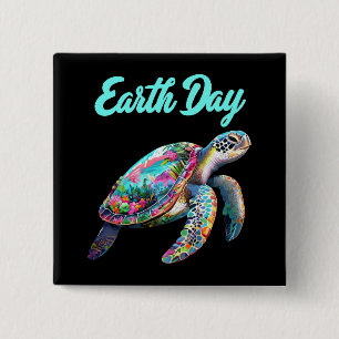 Meeresschildkröte Earth Day Rette die Erde  Button