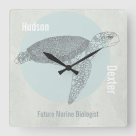 Meeresschildkröte für Beach House oder Meeresbiolo Quadratische Wanduhr